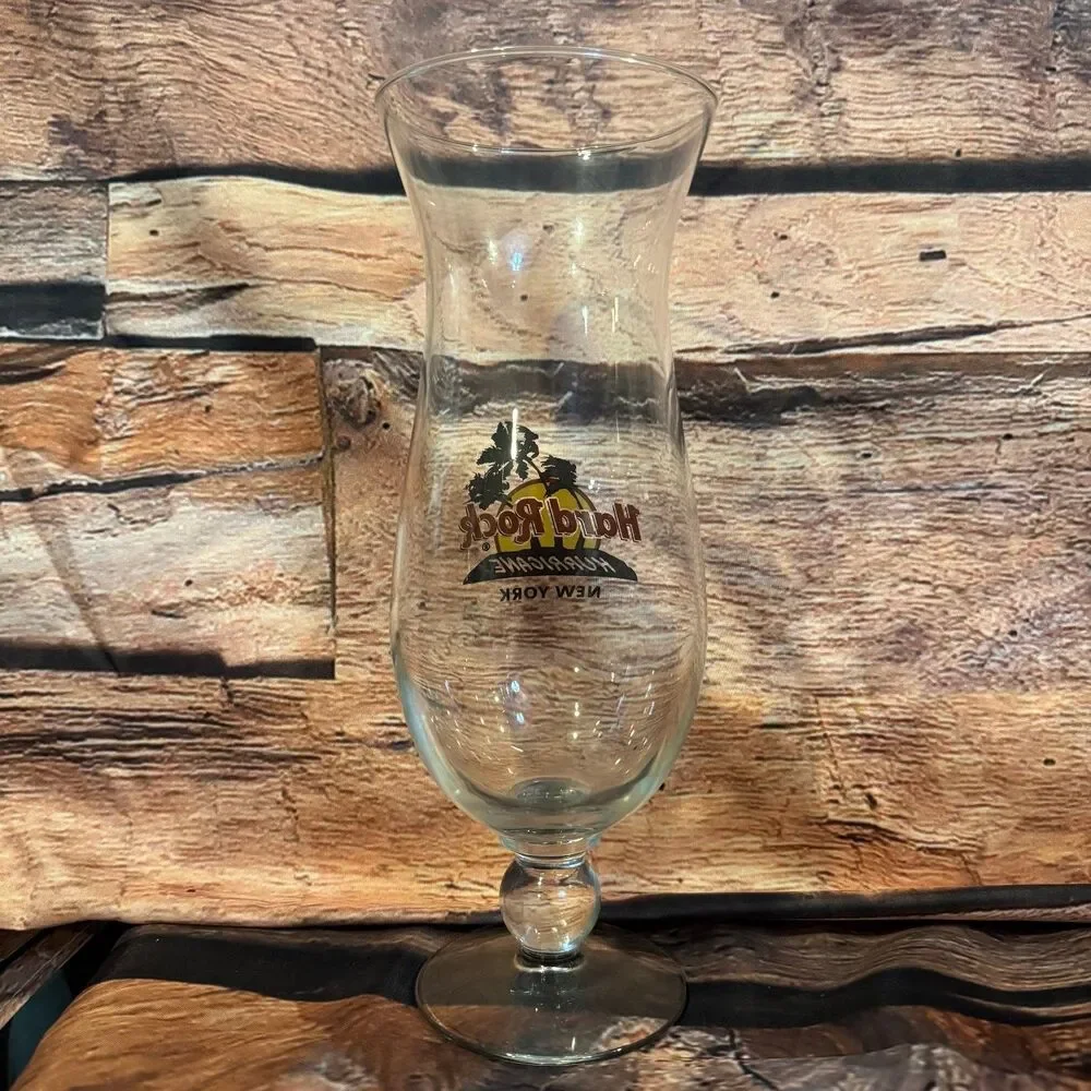 Hard Rock Hurricane Glass New York Tropical Clear Drinkware 9.75